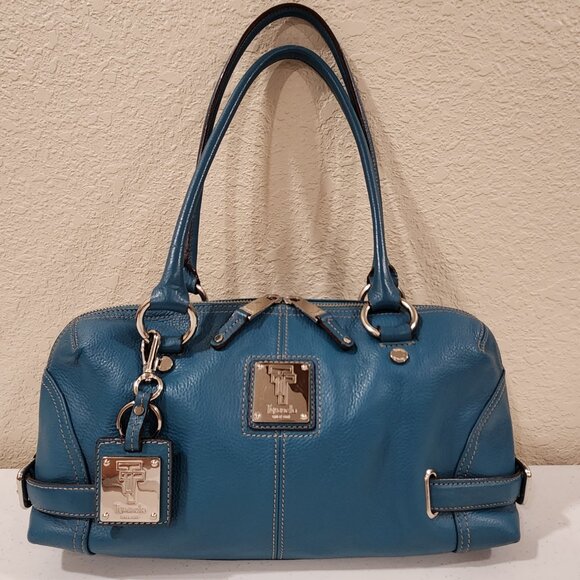 Fall Color Handbag Turquoise Leather Purse Barrel Style Matching Wristlet - Picture 1 of 15